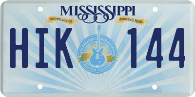 MS license plate HIK144