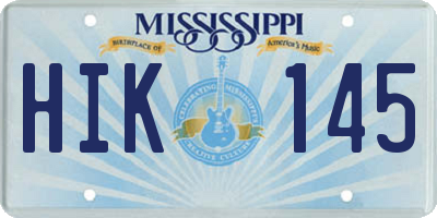 MS license plate HIK145