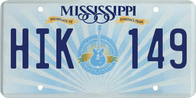 MS license plate HIK149