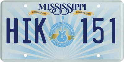 MS license plate HIK151