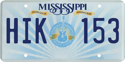 MS license plate HIK153
