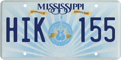 MS license plate HIK155