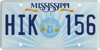 MS license plate HIK156