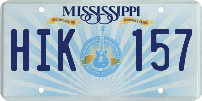 MS license plate HIK157
