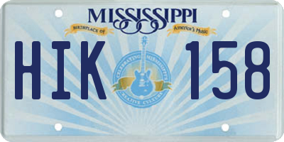 MS license plate HIK158