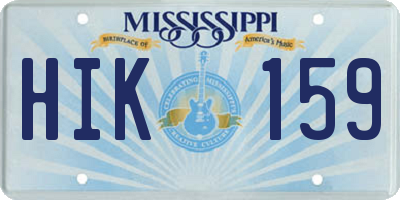 MS license plate HIK159