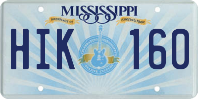 MS license plate HIK160