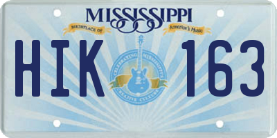MS license plate HIK163