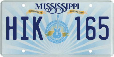 MS license plate HIK165