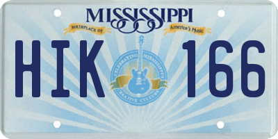 MS license plate HIK166
