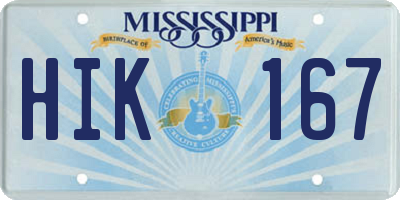 MS license plate HIK167