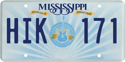 MS license plate HIK171