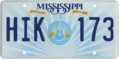 MS license plate HIK173