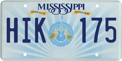MS license plate HIK175