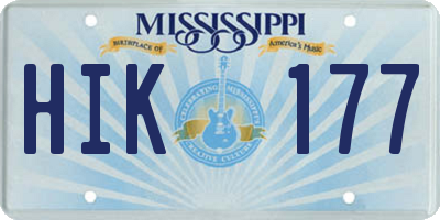 MS license plate HIK177