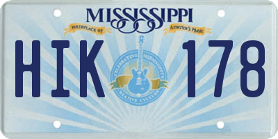 MS license plate HIK178