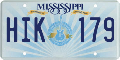 MS license plate HIK179