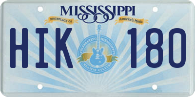MS license plate HIK180