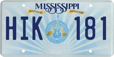 MS license plate HIK181