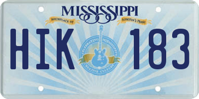 MS license plate HIK183