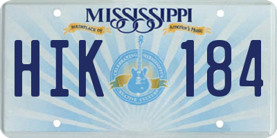 MS license plate HIK184