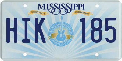 MS license plate HIK185