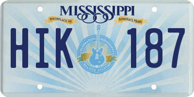 MS license plate HIK187