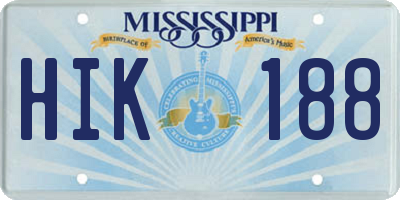 MS license plate HIK188