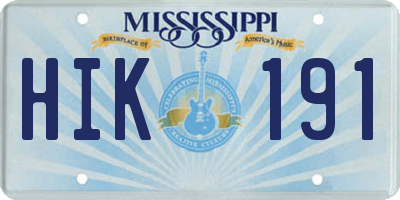 MS license plate HIK191