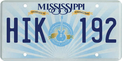 MS license plate HIK192