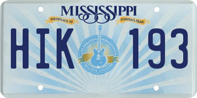 MS license plate HIK193
