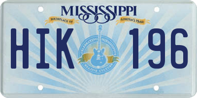 MS license plate HIK196