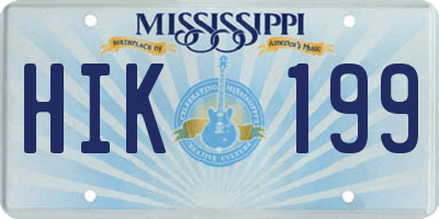 MS license plate HIK199