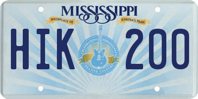 MS license plate HIK200