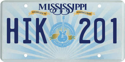 MS license plate HIK201