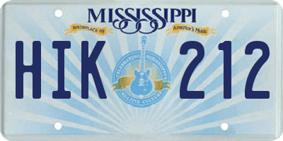 MS license plate HIK212