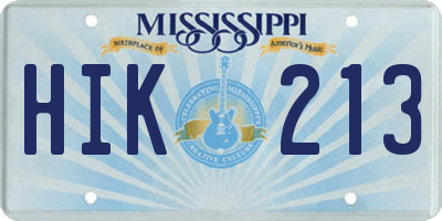 MS license plate HIK213
