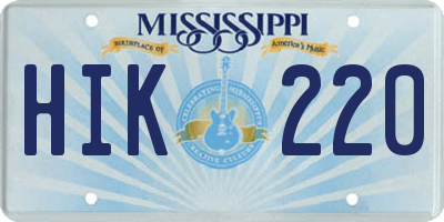 MS license plate HIK220