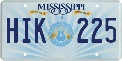 MS license plate HIK225