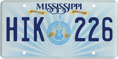 MS license plate HIK226