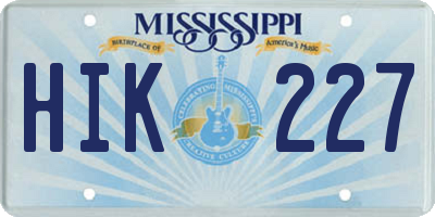 MS license plate HIK227