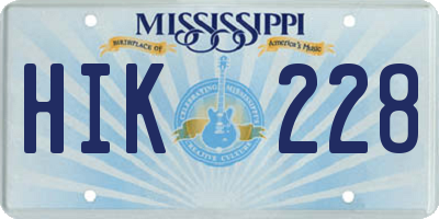 MS license plate HIK228