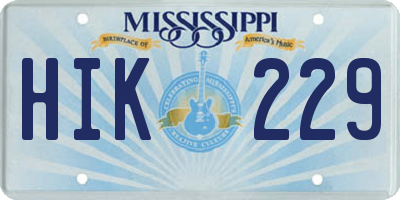 MS license plate HIK229