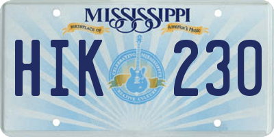 MS license plate HIK230