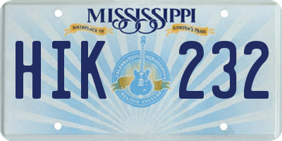 MS license plate HIK232