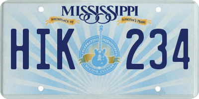 MS license plate HIK234