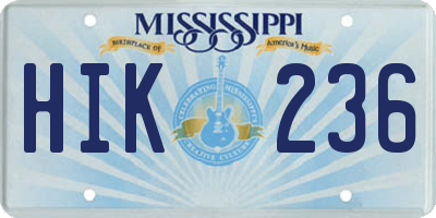 MS license plate HIK236