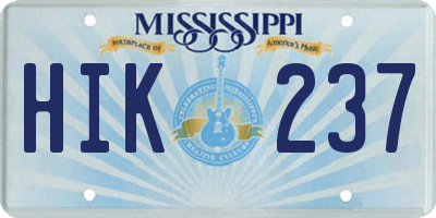 MS license plate HIK237