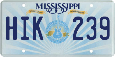 MS license plate HIK239