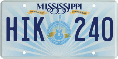 MS license plate HIK240